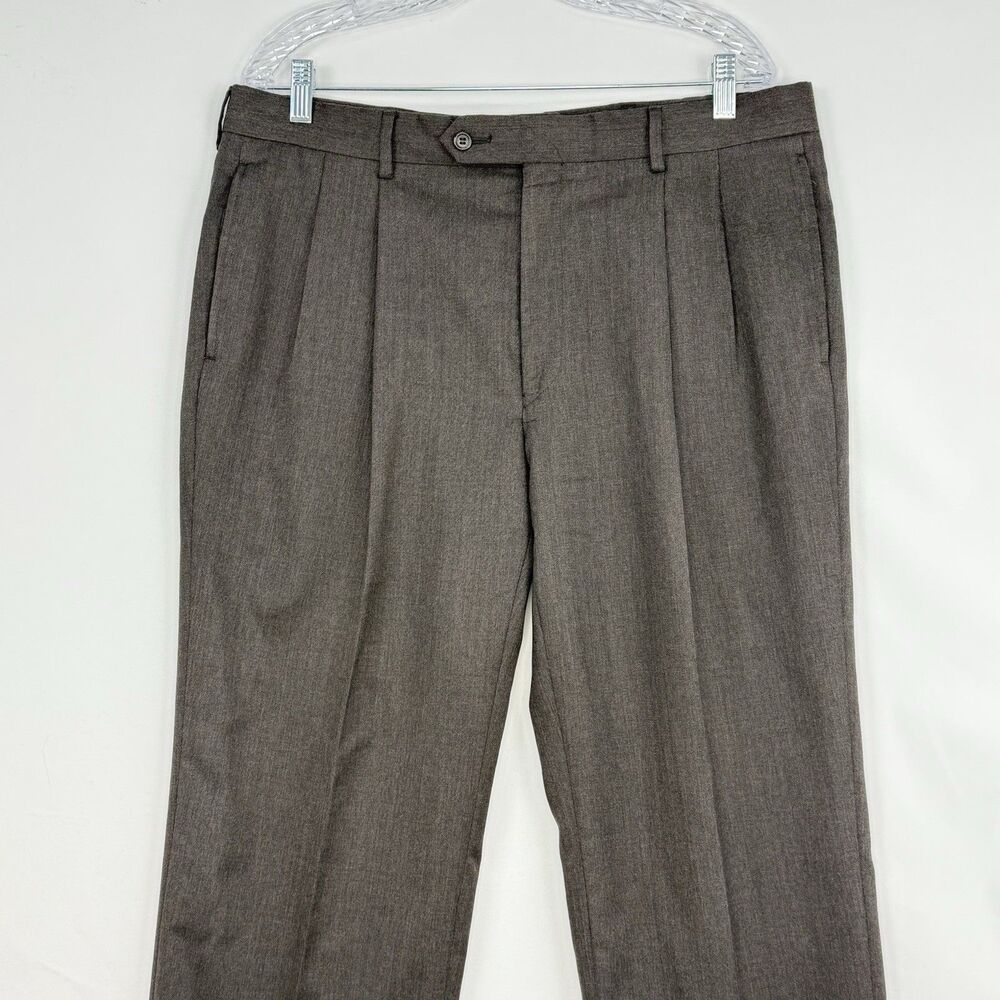 Jos A Bank Wool Cashmere Dress Pants Pleated Front Cuffed Hems Mens 35x30 Reg